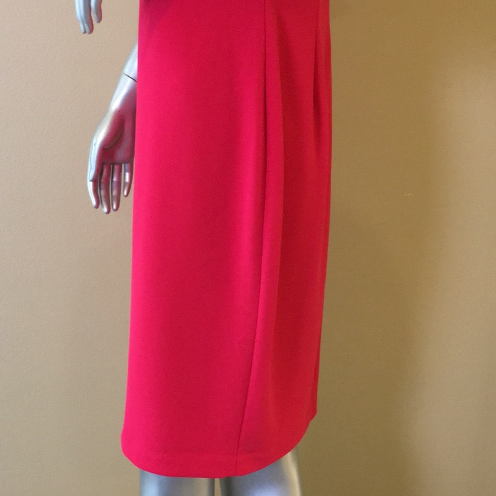CALVIN KLEIN | Ruffle Short Sleeve Sheath Dress Hot Coral Pink đź©· - Picture 9 of 16
